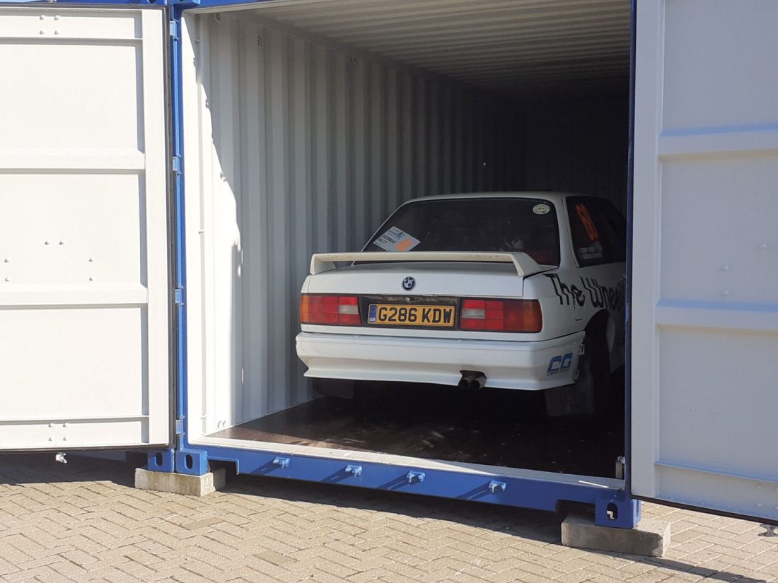 a car inside a 20 foot container in Inverness.
