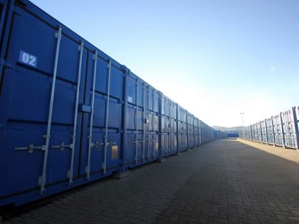 Row of 20 foot containers